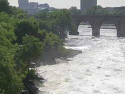 MS St Anthony falls on mississippi river / Minneapolis, Minnesota, United States  Stock Footage