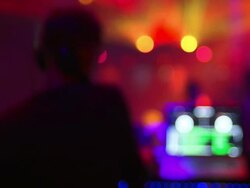 HD DJ in Disco Back View (Defocused) Stock Footage