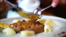 Chef finishing a meal. Stock Footage