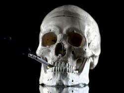 HD Super Slow-Mo: Skull Smoking A Cigarette Stock Footage
