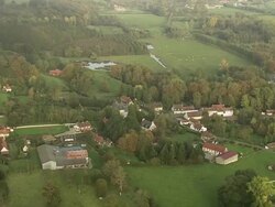 WS AERIAL DS View over small town / Pas de Calais, Italy Stock Footage