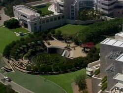 Aerial CU HA ZI Garden at The Getty Cente / Bel Air, California, United States Stock Footage