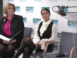 Salma Hayek and UNICEF Announce 2nd Wave of 'One Pack = One Vaccine' Campaign Stock Footage