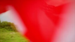 Walking with American flag Stock Footage