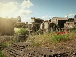The Temple of Antoninus and Faustina in Roman forum Stock Footage
