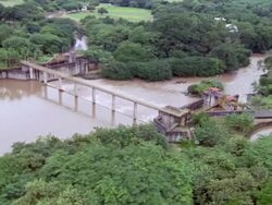 AERIAL WS View of irrigation system / Tempisque, Guanacaste, Costa Rica Stock Footage