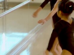 CU, TU, Four girls (6-7, 8-9) practicing ballet in ballet class, Richmond, Virginia, USA Stock Footage