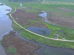 Aerial hula lake in the Upper Galilee, Israel Stock Footage