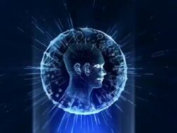 Hologram Head Blue Stock Footage