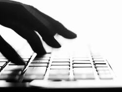 Typing fingers push notebook Silhouette Stock Footage