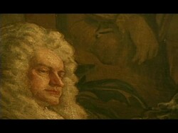 CU Old painting, London, England Stock Footage