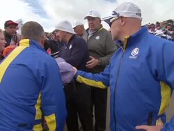 Graeme McDowell signing autographs at the 2014 Ryder Cup. News Clip