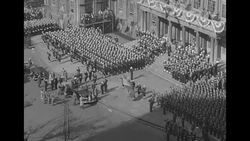 President Harry S. Truman and Navy personnel at New York City Hall for Navy Day 1945 News Clip