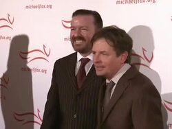 Ricky Gervais and Michael J. Fox Stock Footage