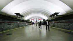 Russia, Saint Petersburg,  Metro station platform - Time lapse Stock Footage