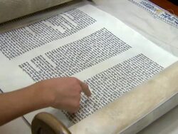 Torah Scroll Open and Reading Stock Footage