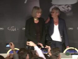 Edith Scob, Denis Lavant, Kylie Minogue and Leos Carax at Holy Motors Press Conference: 65th Cannes Film Festival on May 23, 2012 in Cannes, France (Footage by WireImage Video/Getty Images) Stock Footage