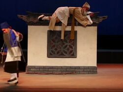 MS Actor performing qinqiang opera in theater, qinqiang is representative folk opera of northwest china AUDIO / xi'an, shaanxi, china Stock Footage