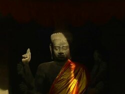 Pull Back Shot Buddha Angkor Wat Siem Reap Cambodia Stock Footage