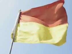 CU Shot of flag fluttering / Goa, India Stock Footage