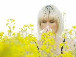 HD SLOW MOTION: Woman Sneezing From Pollen Allergy Stock Footage