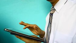 businessman hand click tablet Stock Footage