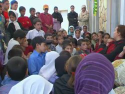 MS Shukria Barakzai talking to students / Kabul, Kabul Province, Afghanistan Stock Footage