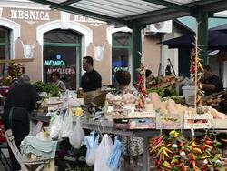 WS Fruits and vegetables marke / Rovinj, Istria, Croatia Stock Footage