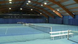 CS Empty Indoor Tennis Court Stock Footage