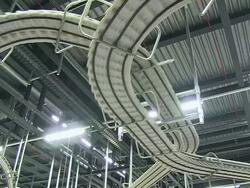MS Shot of conveyer belts at newspaper printing office / Russelheim, Hesse, Germany Stock Footage