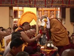 MS sea of monks AUDIO / Dharamsala, Himachal Pradesh, India Stock Footage