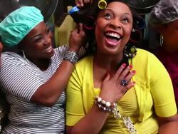 MS ZI ZO women having fun at  beauty parlor / Irvington, New Jersey, United States Stock Footage