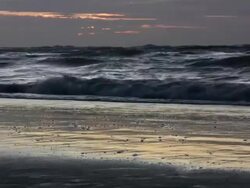 Sunset at the beach, North Sea, ocean front (HD) Stock Footage