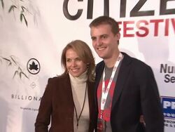 Katie Couric and Hugh Evans at Global Citizen Festival In Central Park To End Extreme Poverty Stock Footage