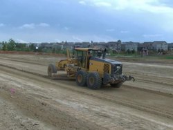 Grading terrain for Copperleaf home development site in Aurora, Colorado Stock Footage