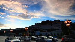 Sunrise at the Potala Palace Stock Footage