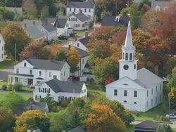 WS AERIAL View of Church in Eastport downtown  / Maine, United States Stock Footage
