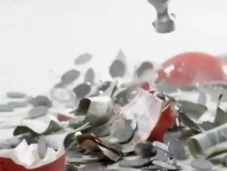 Piggy bank breaking by a hammer  Stock Footage
