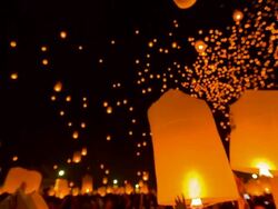 Amazing Loi Kra Tong festival in Thailand. Stock Footage