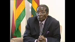 Interview with Zimbabwe president Robert Mugabe. News Clip