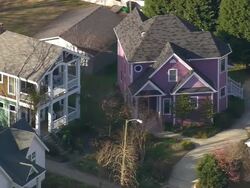 MS AERIAL View of houses in Historic Oakwood District / North Carolina, United States Stock Footage