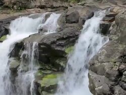 CU PAN Shot of Hoopii Falls / Kapaa, Kauai, Hawaii, United States Stock Footage