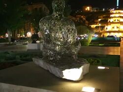 Yerevan, Cascade, night scene of the statues and gardens Stock Footage