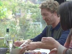 HD SUPER SLOW-MO: Couple Having Lunch Stock Footage