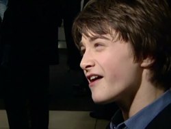 Daniel Radcliffe speaking to press at the premiere of Harry Potter and the Philosopher's Stone. News Clip