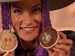 HD: Portrait Of A Woman Holding Halloween Pastries Stock Footage