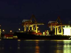 Shipyard Working Time Laps day to night Stock Footage