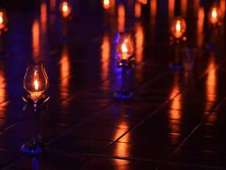 Lighting candles placed on the floor. Stock Footage