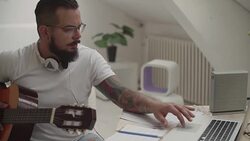 4K: Man Working In His Recording Studio. Stock Footage