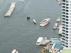 Boat traffic jam with zoom shot Stock Footage